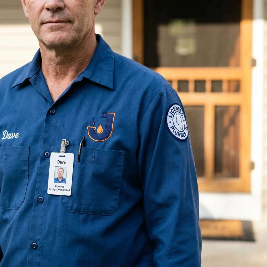 Licensed plumber showing ID badge in Rio Vista, CA
