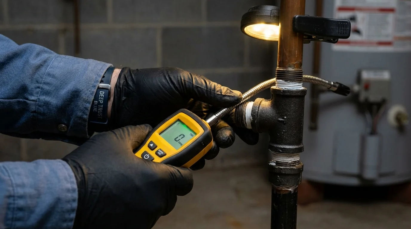 Gas leak detection with electronic sniffer by Johns Plumbing LLC in Rio Vista